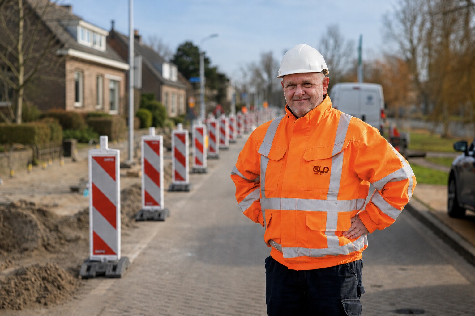 Directievoerder van GLD Infra Service op een infraproject